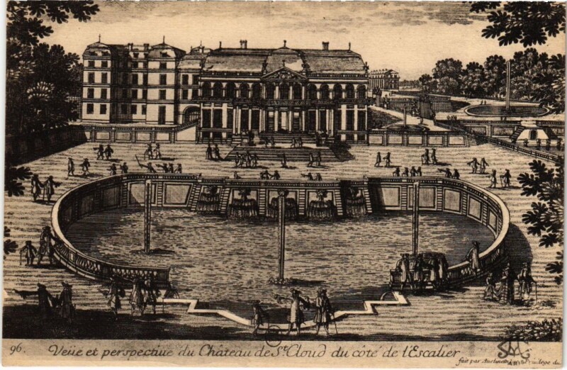 Carte postale ancienne Saint-Cloud Vue et Perspective du Chateau à Saint-Cloud