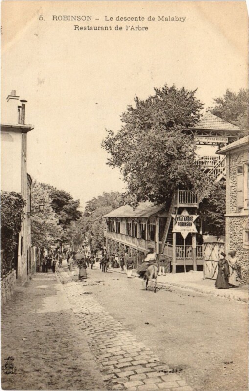 Carte postale ancienne Le Plessis-Robinson Descente de Malabry - Restaurant de l'Arbre au Plessis-Robinson