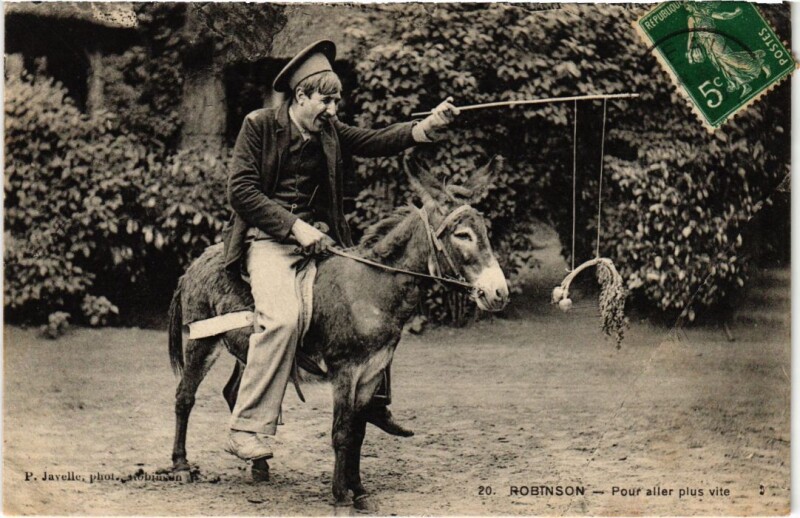 Carte postale ancienne Le Plessis-Robinson Man on a Donkey - Pour Aller Plus Vite au Plessis-Robinson