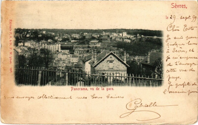 Carte postale ancienne Sevres Panorama - Vu de la Gare