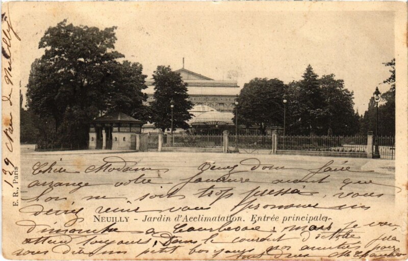 Carte postale ancienne Neuilly-sur-Seine Jardin d'Acclimation - Entree Principale à Neuilly-sur-Seine