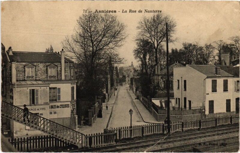 Carte postale ancienne Asnieres-sur-Seine La Rue de Nanterre à Nanterre