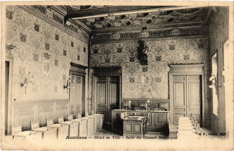 Carte postale ancienne Asnieres-sur-Seine Hotel de Ville - Salle du Conseil Municipal