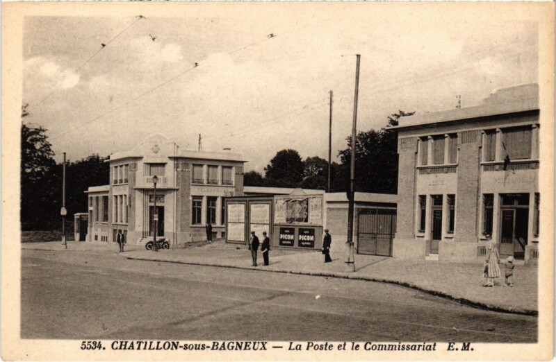 Carte postale ancienne Chatillon La Poste et le Commisariat