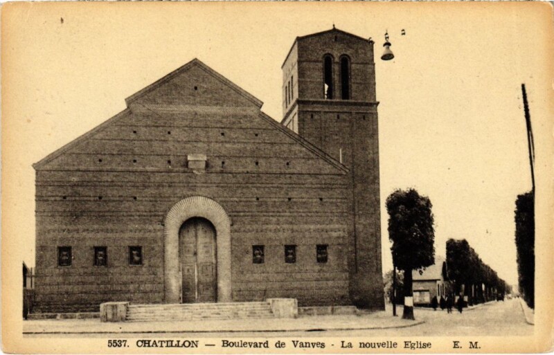 Carte postale ancienne Chatillon Boulevard de Vanves - La Nouvelle Eglise à Vanves