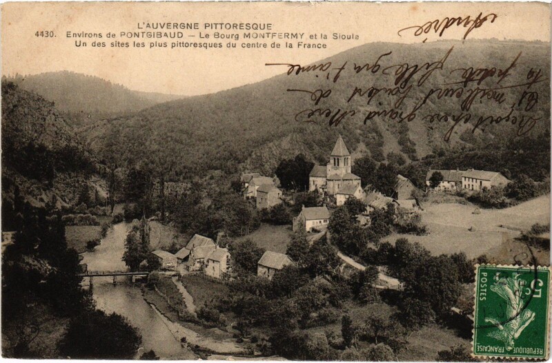Carte postale ancienne Env de Pontgibaud Le Bourg Montfermy France à Montfermy