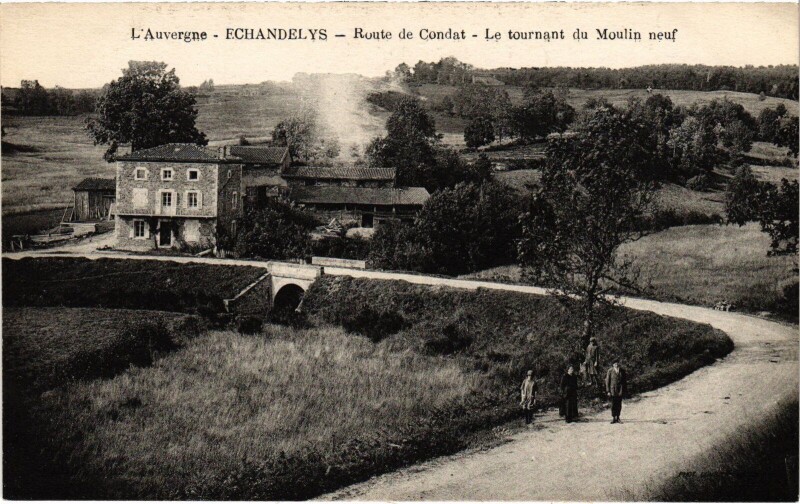 Carte postale ancienne Echandelys Route de Condat France