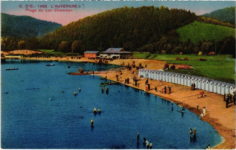 Carte postale ancienne Auvergne Plage du Lac Chambon France