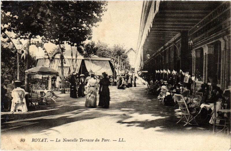 Carte postale ancienne Royat La Nouvelle Terrasse du Parc France à Royat