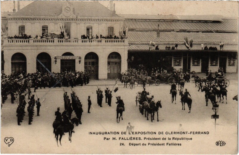 Carte postale ancienne Clermont-Ferrand Depart du President Fallieres France à Clermont-Ferrand