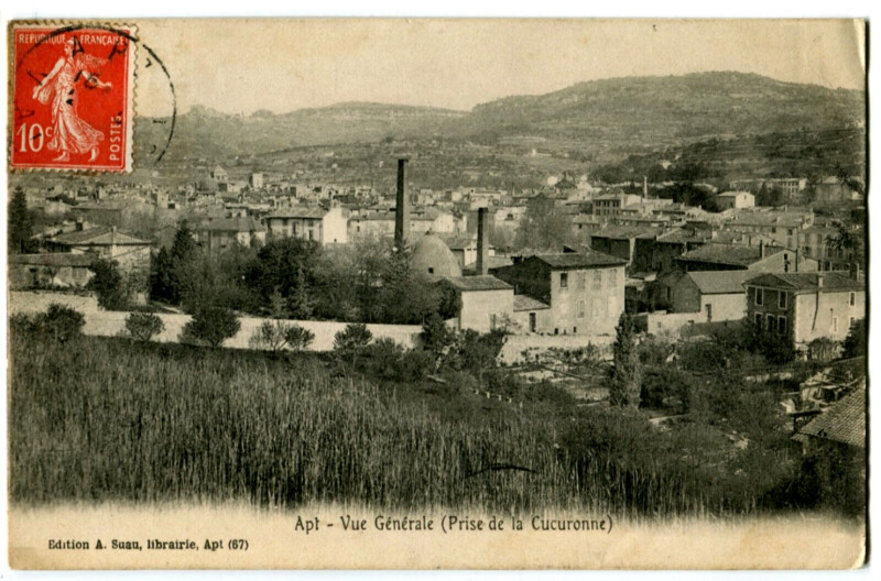 Carte postale ancienne Vaucluse Apt Vue générale prise de la Cucuronne à Cucuron