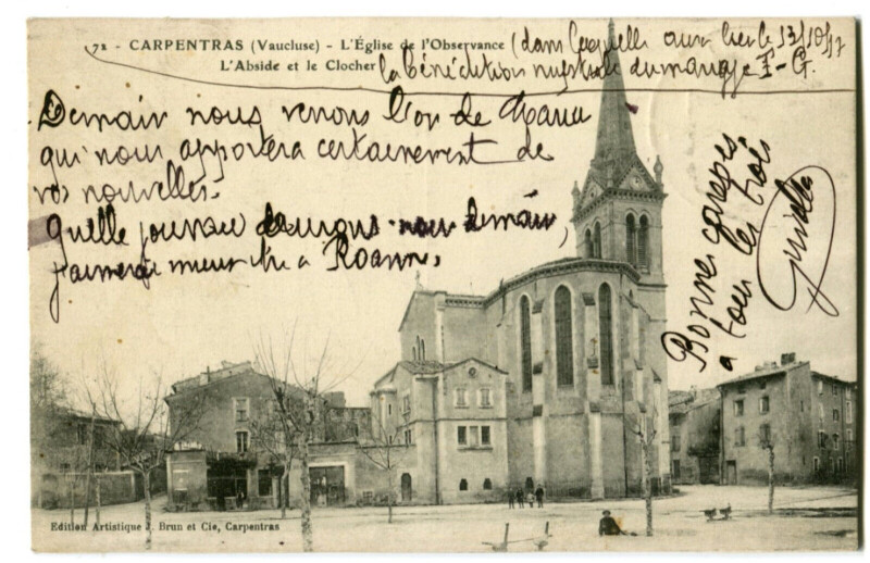 Carte postale ancienne Vaucluse Carpentras L' Eglise de l' Observance L' Abside et le Clocher à Carpentras