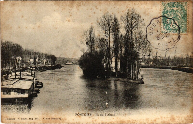 Carte postale ancienne Pontoise Ile du Pothuis à Pontoise