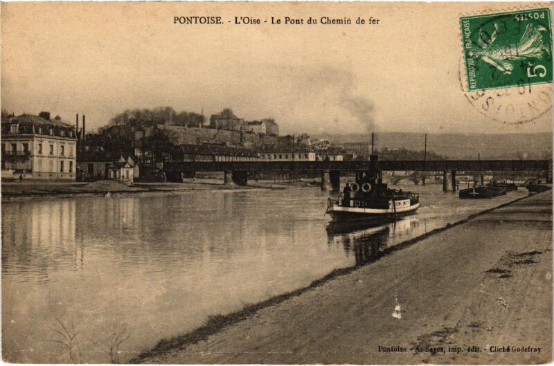 Carte postale ancienne Pontoise Le Pont du Chemin de Fer à Pontoise