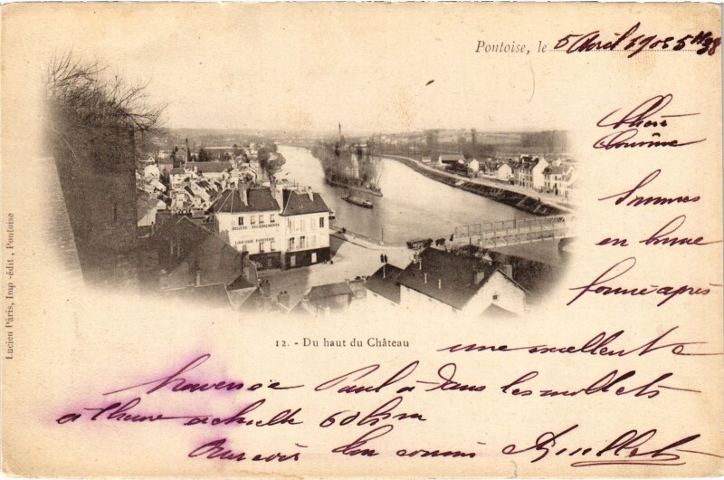 Carte postale ancienne Pontoise Du haut du Chateau à Pontoise