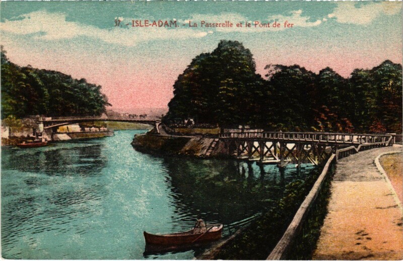 Carte postale ancienne L'Isle Adam La Passerelle et l e Pont de fer à L'Isle-Adam