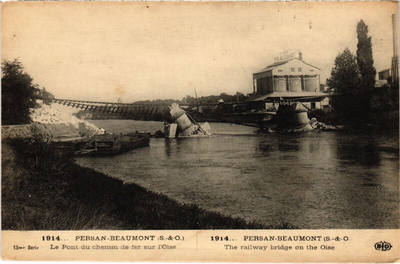 Carte postale ancienne Persan Le pont du chemin de fer à Persan