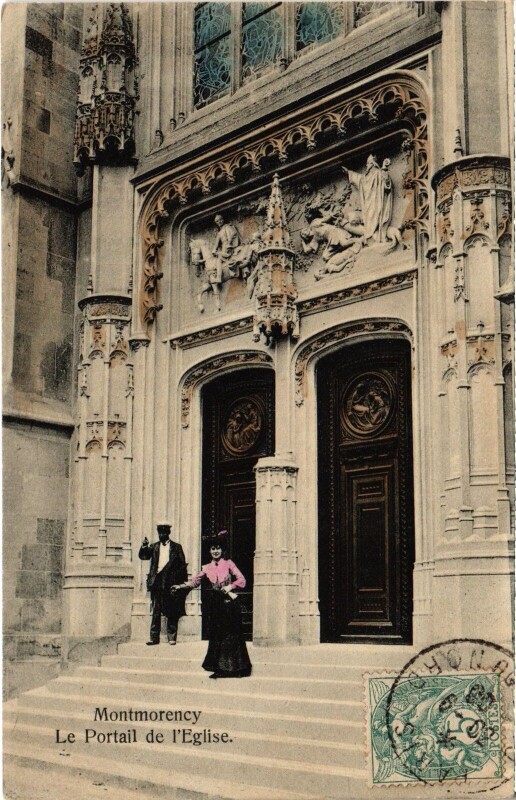 Carte postale ancienne Montmorency Portail de l'Eglise à Montmorency