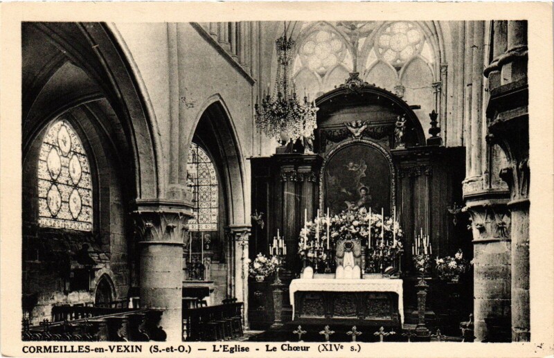 Carte postale ancienne Cormeilles en Vexin Eglise Le Choeur à Cormeilles-en-Vexin