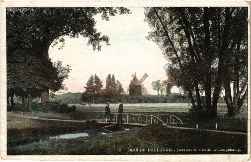 Carte postale ancienne Bois de Boulogne - Derrière le Moulin de Longchamp à Paris 16e