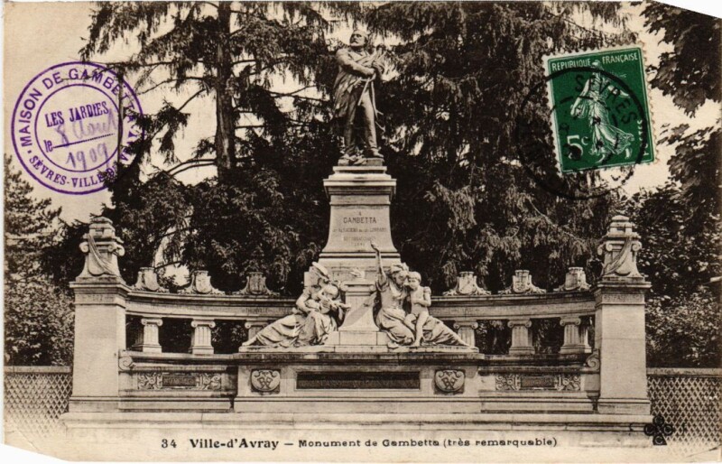 Carte postale ancienne Ville-d'Avray Monument de Gambetta à Ville-d'Avray
