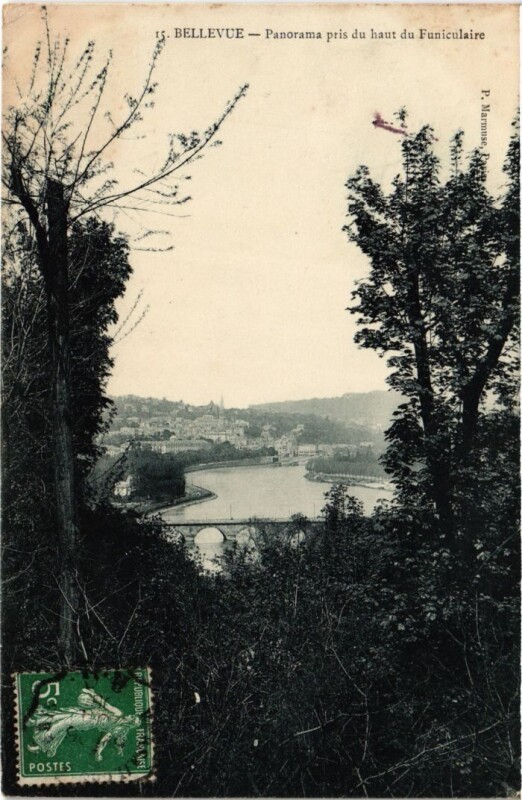 Carte postale ancienne Bellevue Panorama pris du Haut du Funiculaire