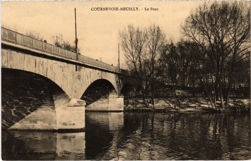 Carte postale ancienne Neuilly-sur-Seine Courbevoie - Le Pont à Courbevoie