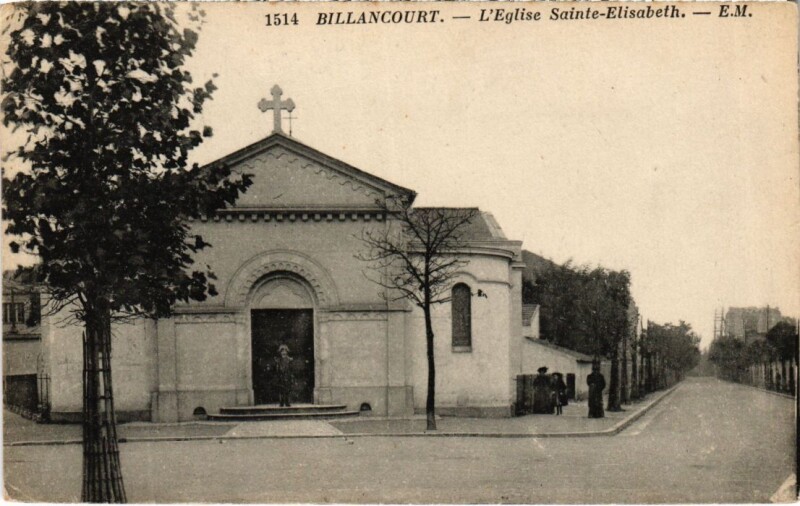 Carte postale ancienne Boulogne-Billancourt L'Eglise Sainte-Elisabeth à Boulogne-Billancourt