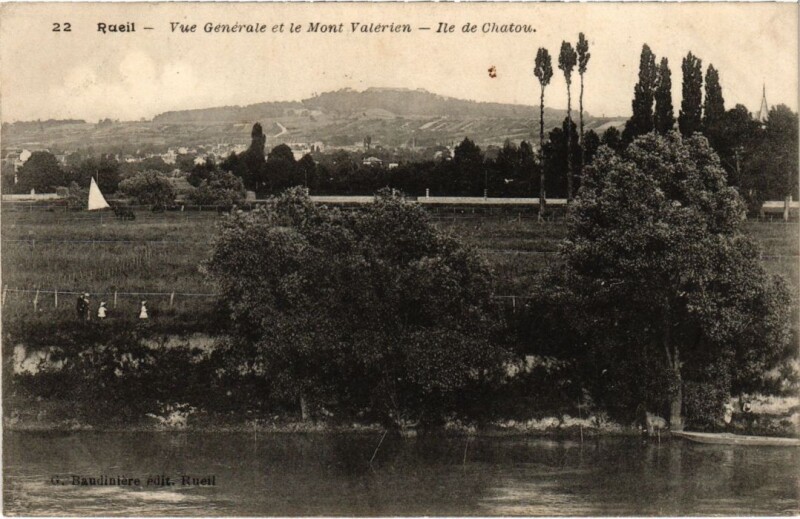 Carte postale ancienne Rueil-Malmaison Mont Valerien - Vuegenerale - Ile de Chatou à Rueil-Malmaison