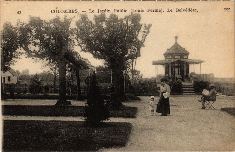 Carte postale ancienne Colombes Le Jardin Public - Le Belvedere à Colombes