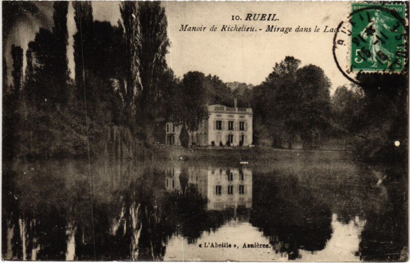 Carte postale ancienne Rueil-Malmaison Manoir de Richelieu - Mirage dans le Lac à Rueil-Malmaison