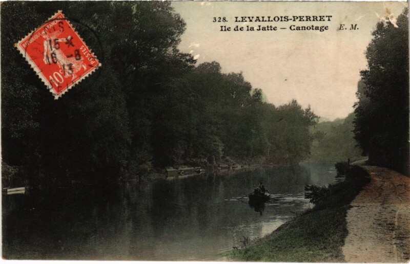 Carte postale ancienne Levallois-Perret Ile de la Jatte - Canotage à Levallois-Perret