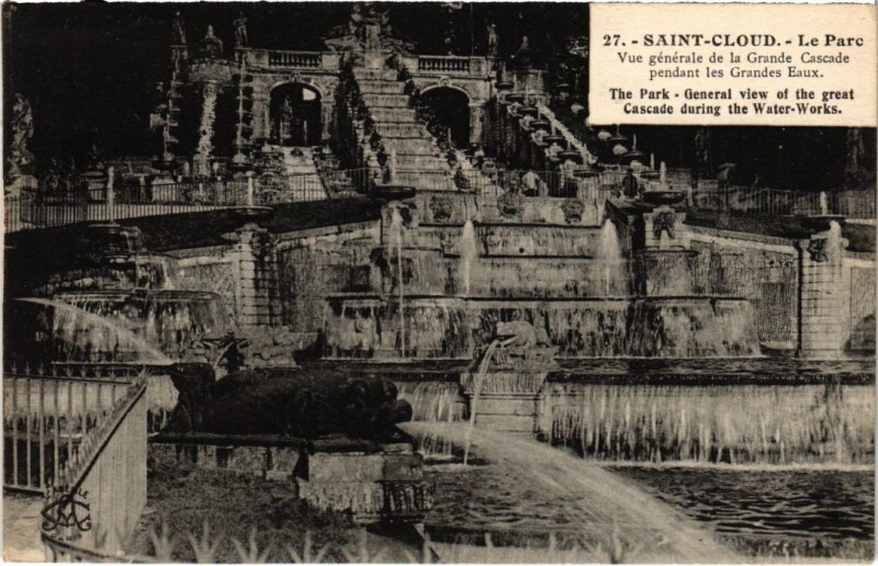 Carte postale ancienne Saint-Cloud Parc - Vue Generale de la Grnde Cascade à Saint-Cloud