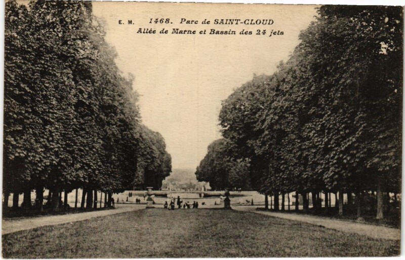 Carte postale ancienne Saint-Cloud Parc - Allee de Marne et Bassin des 24 Jets à Saint-Cloud