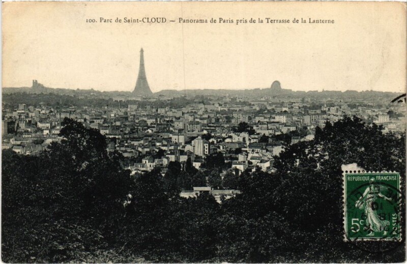 Carte postale ancienne Saint-Cloud Panorama de Paris pris de la Terrasse de la Lanterne à Saint-Cloud