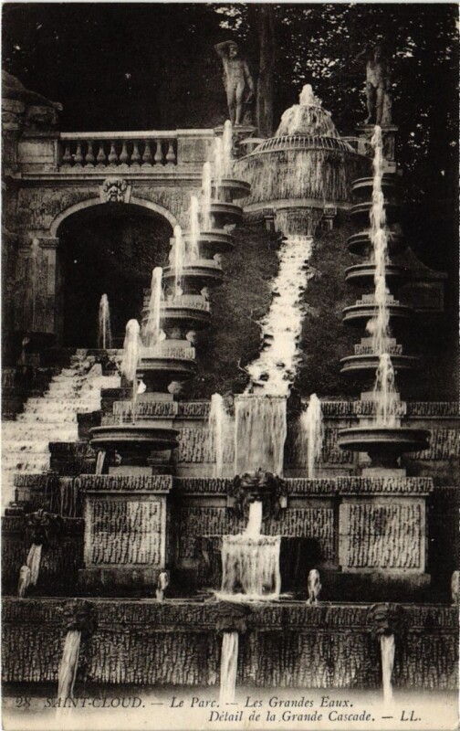 Carte postale ancienne Saint-Cloud Parc - Grandes Eaux - Detail de la Grande Cascade à Saint-Cloud