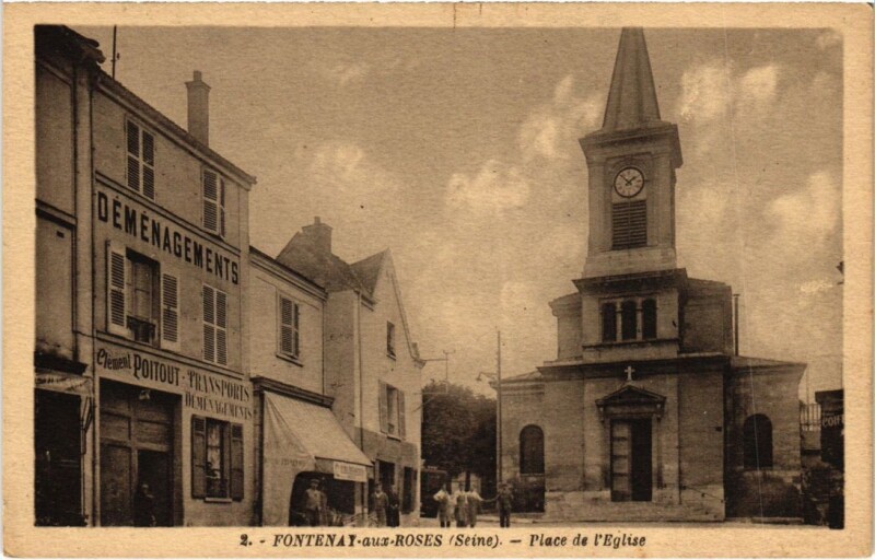 Carte postale ancienne Fontenay-aux-Roses Place de l'Eglise à Fontenay-aux-Roses