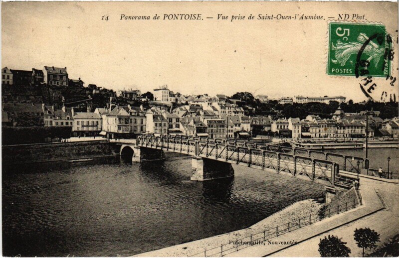 Carte postale ancienne Panorama de Pontoise vue prise de Saint-Ouen l'Aumone à Pontoise