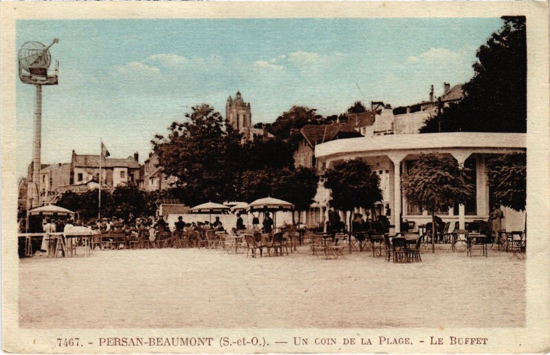 Carte postale ancienne Persan un coin de la Plage Le Buffet à Persan