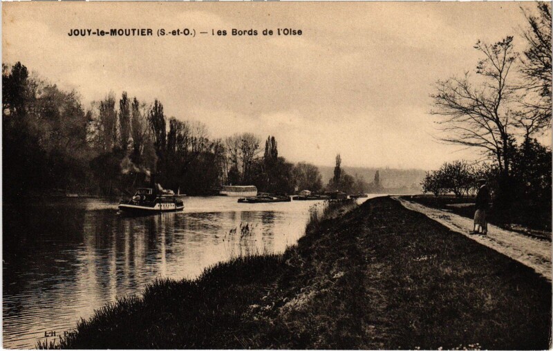 Carte postale ancienne Jouy le Moutier Les Bords de l'Oise à Jouy-le-Moutier