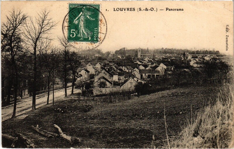Carte postale ancienne Louvres panorama à Louvres