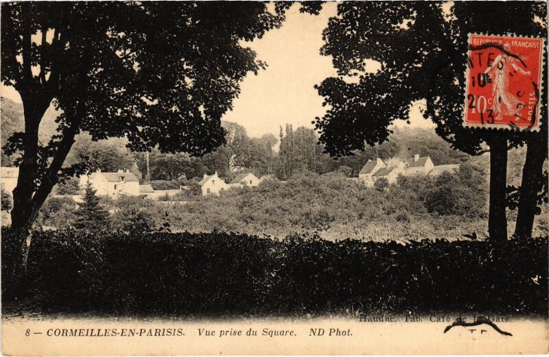 Carte postale ancienne Cormeilles en Parisis vue prise du Square à Cormeilles-en-Parisis