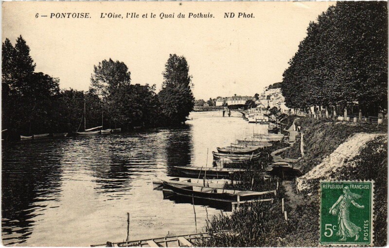 Carte postale ancienne Pontoise Ile et le Quai du Pothuis à Pontoise