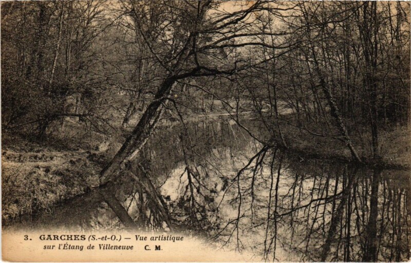 Carte postale ancienne Garches Vue Artistique sur l'Etang de Villeneuve à Garches