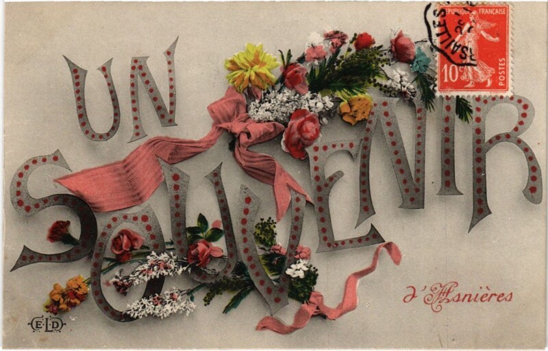 Carte postale ancienne Un Souvenir d' Asnieres