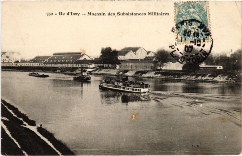 Carte postale ancienne Issy-les-Moulineaux Ile Issy Magasin des Subsistances Militaires à Issy-les-Moulineaux