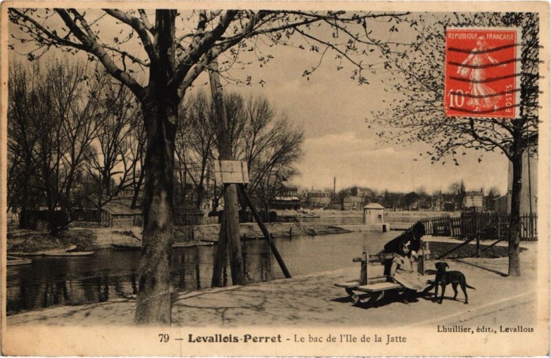 Carte postale ancienne Levallois-Perret Le Bac de l'Ile de la Jatte à Neuilly-sur-Seine