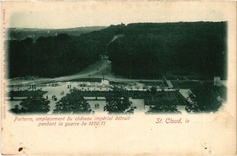 Carte postale ancienne Saint-Cloud Parterre - Emplacement du Chateau Imperial à Saint-Cloud