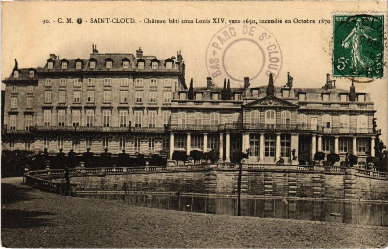 Carte postale ancienne Saint-Cloud Chateau bati sous Louis Xiv. à Saint-Cloud