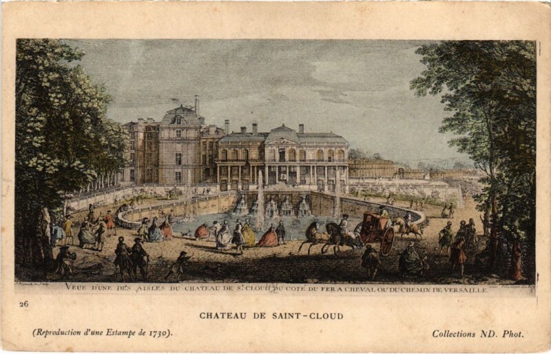Carte postale ancienne Saint-Cloud Chateau - 1730 à Saint-Cloud